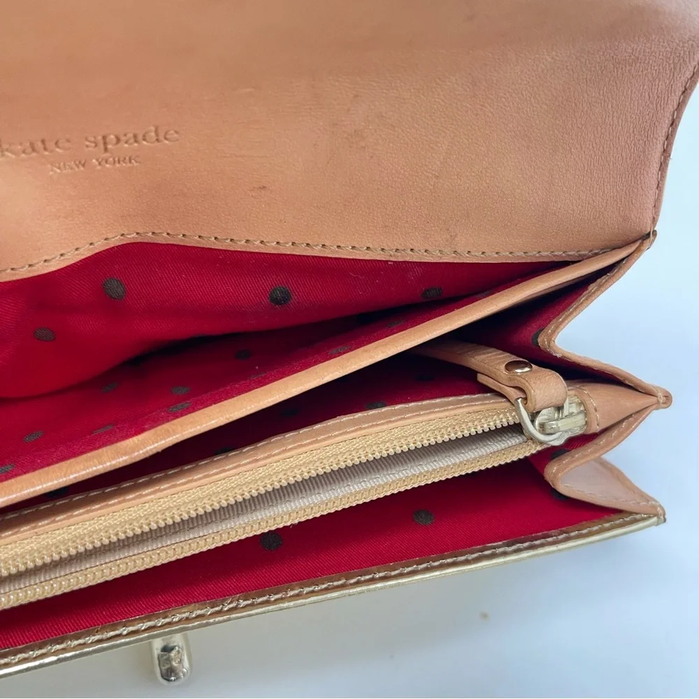 Kate Spade Metallic‎ Cyndy Leather Wallet in Gold